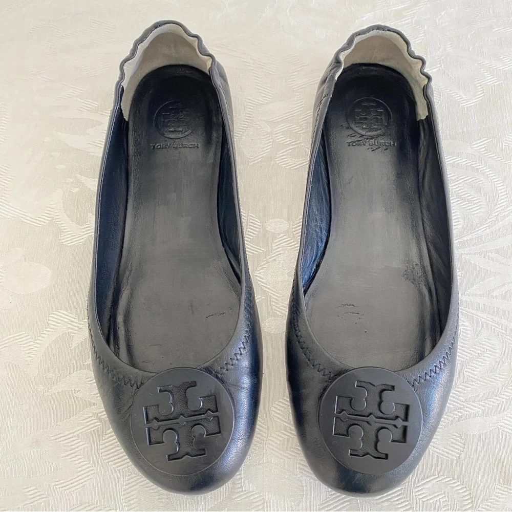 Tory Burch black leather Claire Ballet Flat